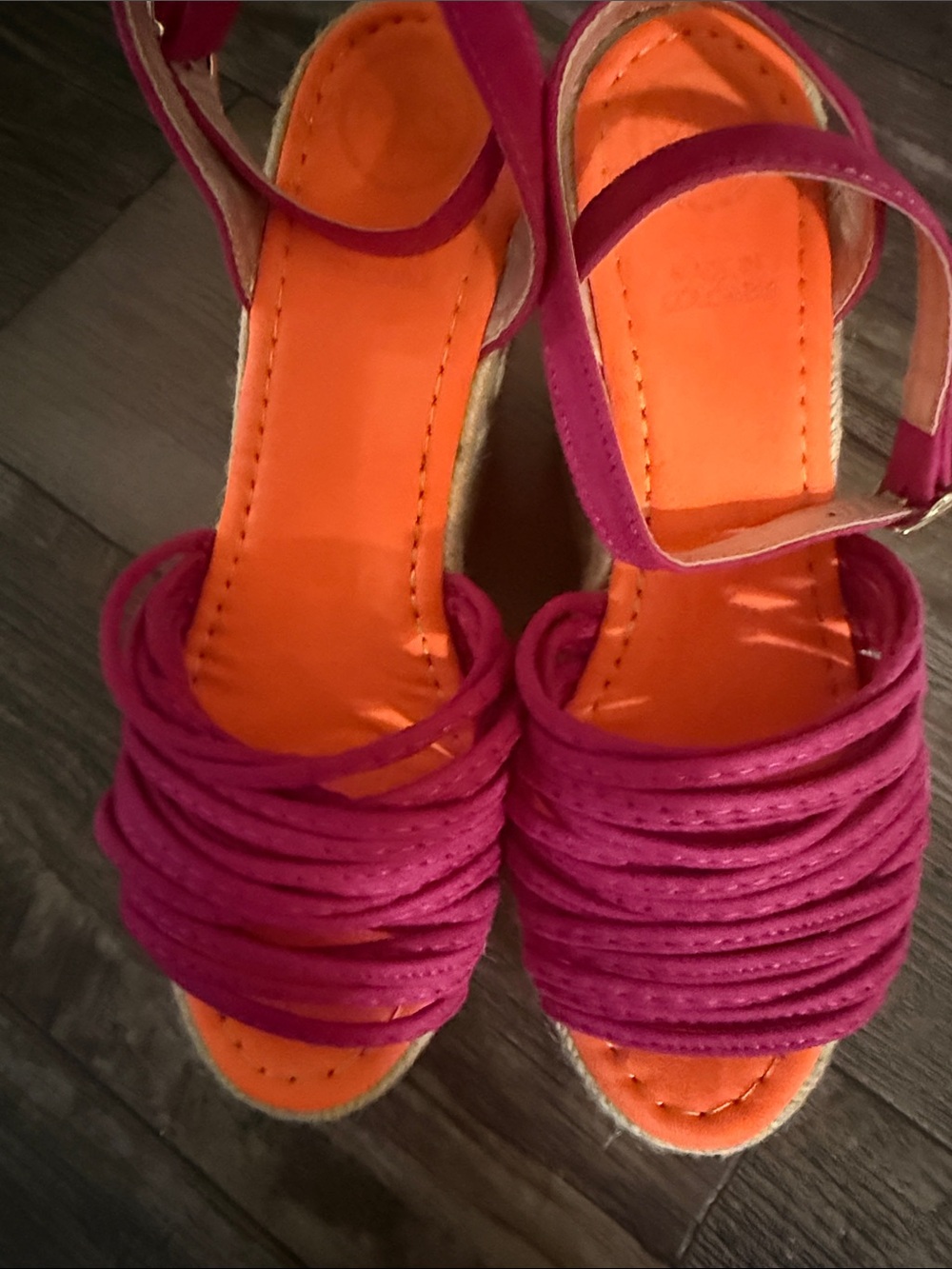 Women’s Fuchsia Ankle-Strap Sandals with Orange Insole